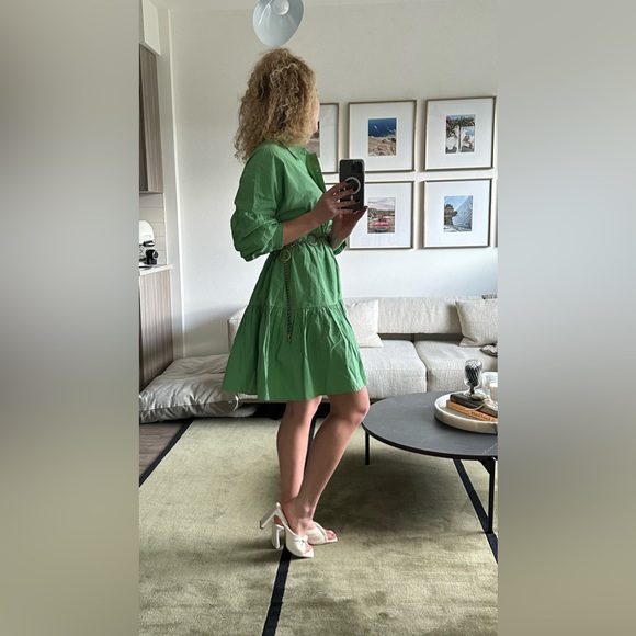 Oak + Fort Peppermint COLLARED BUTTON FRONT TIERED DRESS Size M - Picture 3 of 11